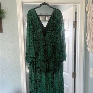 Elegant Green Patterned Dress